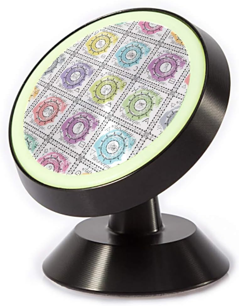 Tinmun Magnetic Phone Car Mount, Zodiac Symbols Occult Esoteric Divination Universal Car Phone Holder for Dashboard