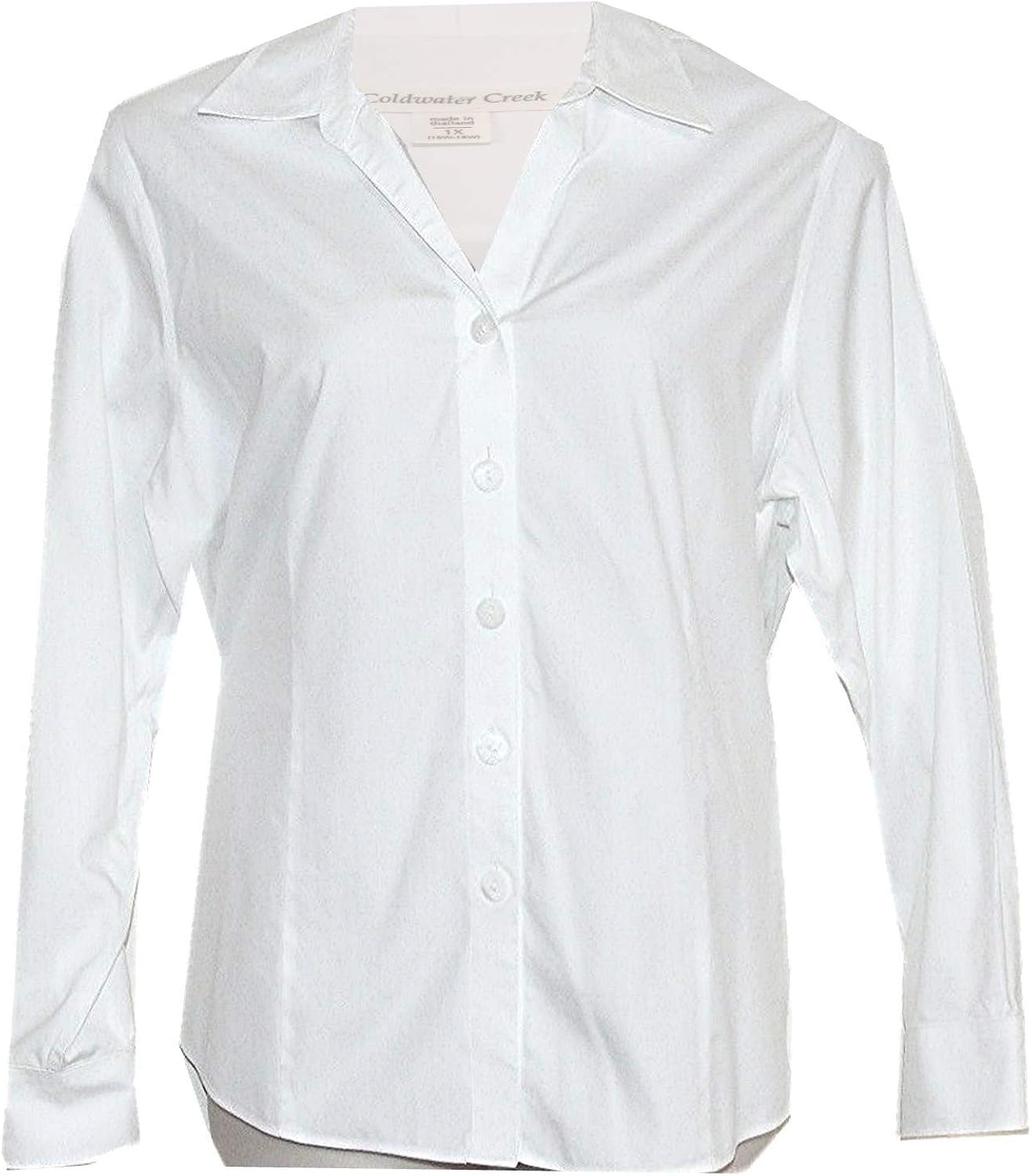 Coldwater Creek No Iron Long Sleeve Blouse/Shirt (White, 2X (20W22W