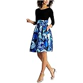 Jessica Howard Womens Floral Faux Wrap Midi Dress with Tie Waist