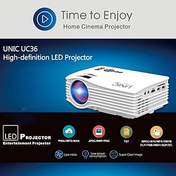 PICSTAR UNIC UC36 Mini LED Portable Projector Full HD Support Home Theater USB/AV/HDM