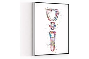 LigLzve Dental Implant Art Watercolor Print Tooth Dental Clinic Decor Dentistry Student Science Graduaiton Dentist Gift Doctor Art Restroom Decor 8X12 Inch Framed Modern Canvas Wall Art Black5