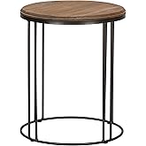 HomeRoots 20" Black Solid Wood Round End Table