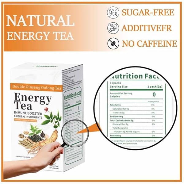 ENERGY TEA IMMUNE BOOSTER GINSENG TEA FOR MEN, CHINESE GINSENG OOLONG TEA WITH SPORTS WATER BOTTLE, KIDNEY FORMULA HERBAL TEA NNATURAL INGREDIENTS (1BOX(15PCS))