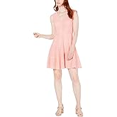 Bar III Women's Mesh Fit & Flare Dress, Medium, Blushing
