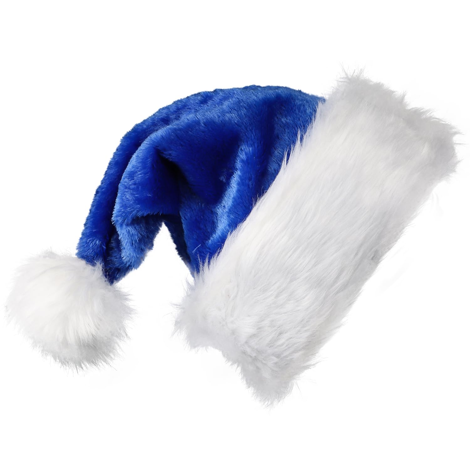 VEYLIN Father Christmas Hat Blue Santa Hats Large for Adults Men Women Thickened Warm Christmas Party Hats