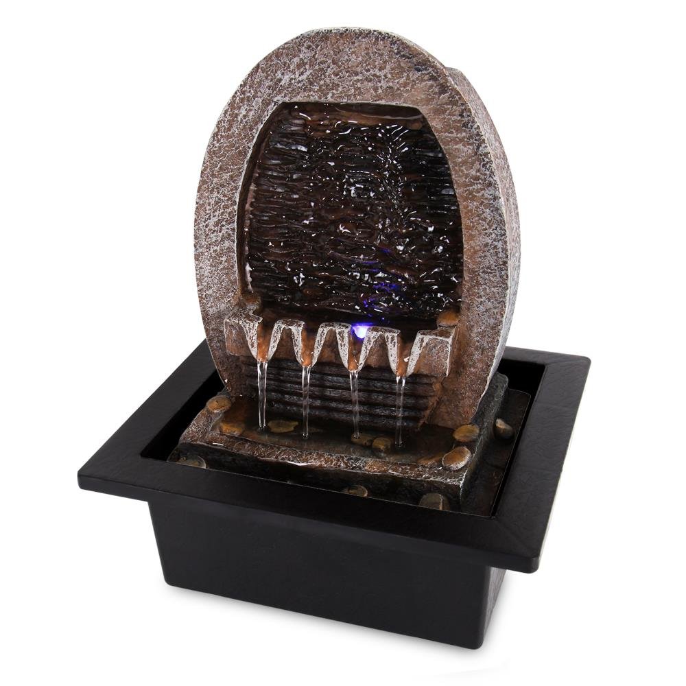 SereneLife 2Tier Desktop Electric Water Fountain Decor w/ LED Indoor