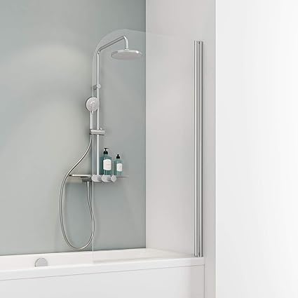 Pare Baignoire 80x140 Cm Paroi Avec Traitement Anti Calcaire Ecran De Baignoire 1 Volet Rabattable Profile Aspect Chrome Montage A Droite Amazon Fr Bricolage