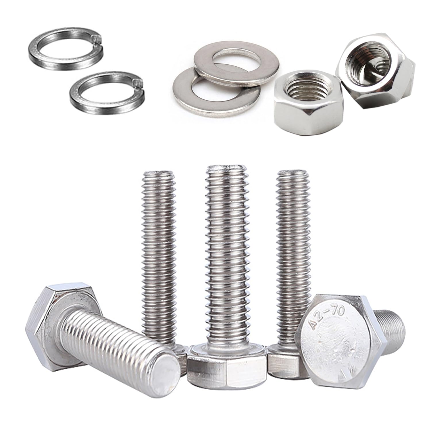 20 Pieces M8 x 25 Stainless Steel Hexagon Screws with Nuts and Washers Set, Hexagon Screws Machine Screws DIN 933, Hexagonal Screw with Pure Thread (20 Pieces M8 x 25)