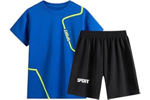 Boy Summer Activewear Set 2 Piece Quick Dry Short Suits Short Sleeve Athletic T-Shirts Baggy Shorts Casual Workout Outdoor