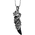 TUMBEELLUWA Dragon Pendant Necklace Wolf Crystal Stone Birthstone Protection Amulet Fengshui Jewelry Gift for Men Women