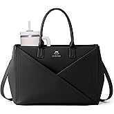 LOVEVOOK Laptop Tote Bag for Women with Large Cup Holder, 15.6 Inch PU Leather Work Bag Teacher Tote Bag, Waterproof Computer Bags Business Office Briefcase Handbag
