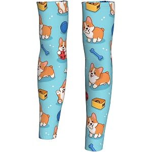 Sun Protection Arm Sleeves Corgi Cute Dog Cooling Anti Slip Compression Sleeves Sports For Men Women