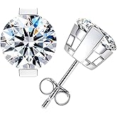Yeesoth Moissanite Stud Earrings, 1-4 CTW D Color VVS1 Moissanite White Gold Plating 925 Sterling Silver Earrings for Women Men