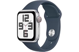 Apple Watch SE (2nd Gen) [GPS + Cellular 40mm] Smartwatch with Silver Aluminum Case with Storm Blue Sport Band S/M. Fitness & Sleep Tracker, Crash Detection, Heart Rate Monitor