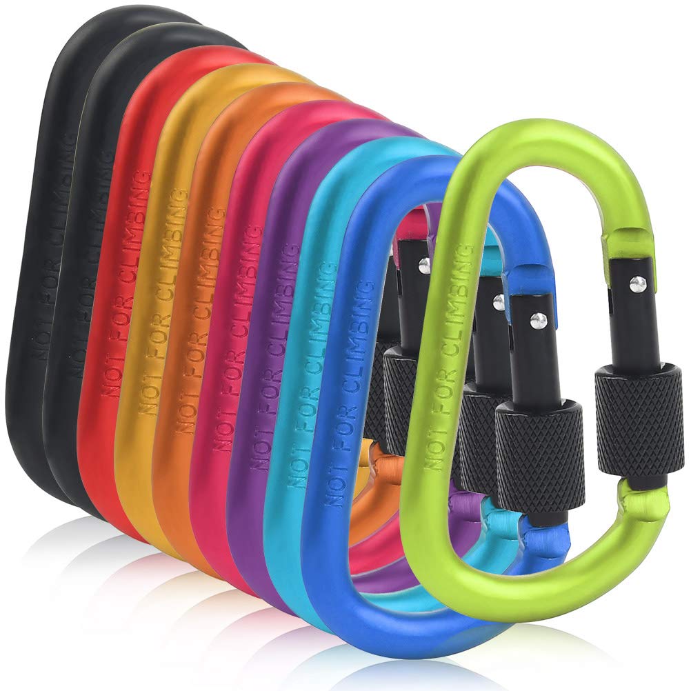 THETHO 10 PCS 3inch Locking Carabiner Clip Aluminum D Ring Clip Hook Keychain Camping Accessories Outdoor Camping Key Chain for Camping,Hiking