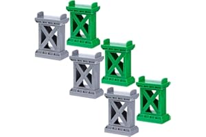 Ioffersuper 6 Pcs Train Bridge Pier Track Railway Accessories Multi Level Support Risers High Level Blocks Compatible All Major Brands, Grey+Green