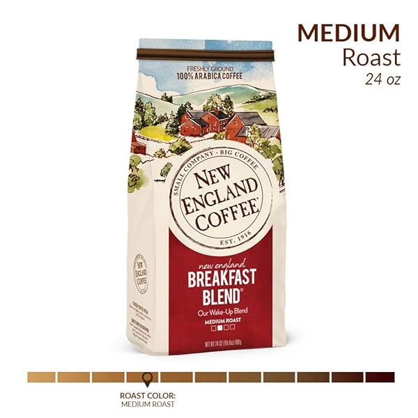 NEW ENGLAND COFFEE BREAKFAST BLEND MEDIUM ROAST GROUND COFFEE, 24OZ. BAG (PACK OF 1)