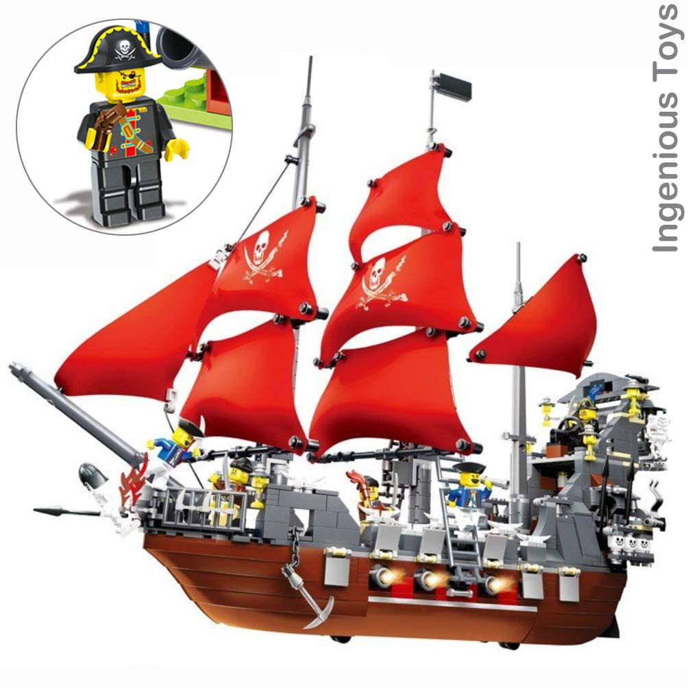 Ingenious Toys® large pirate ship with 6 pirates figures compatible