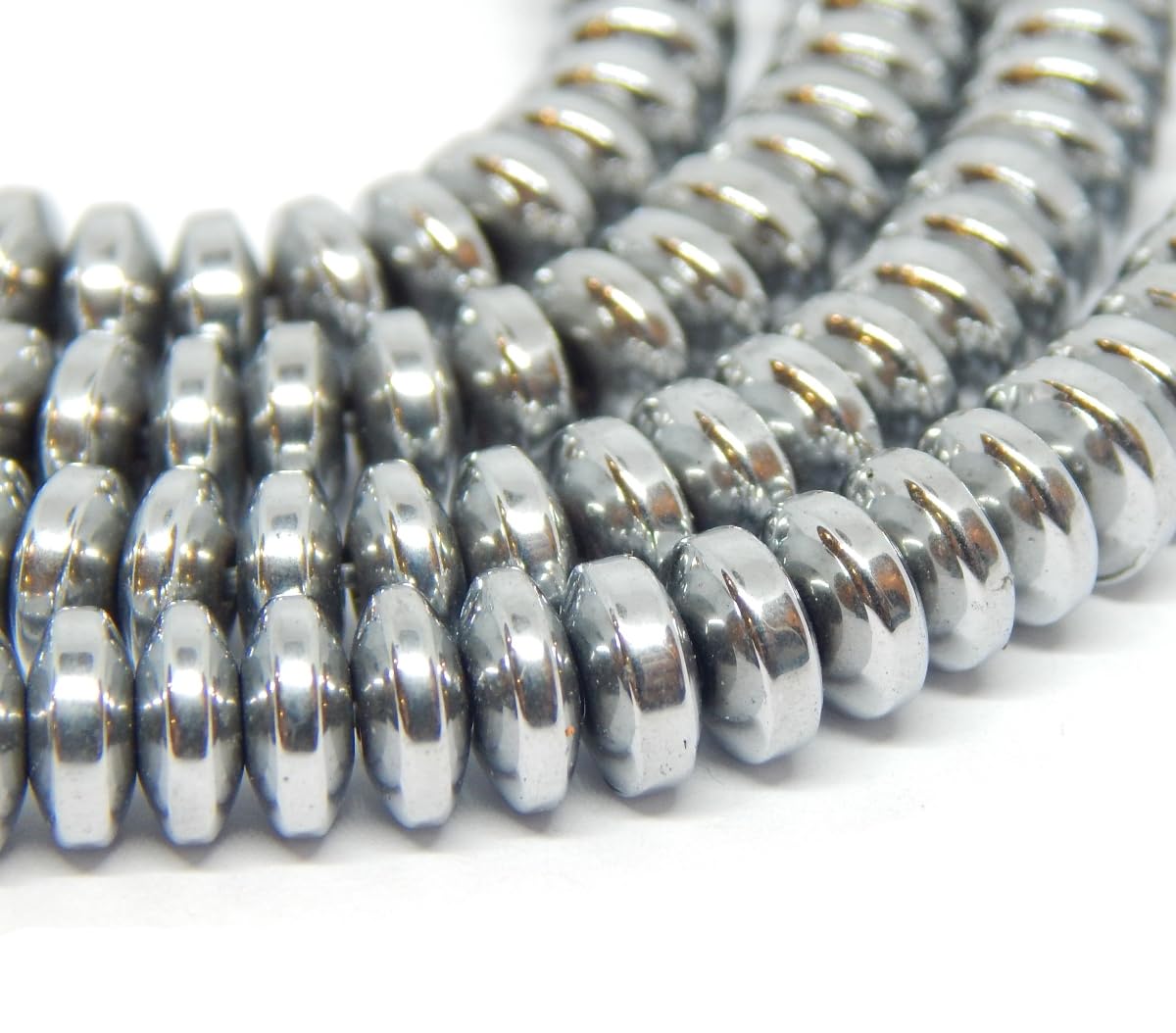 Pack of 85 Hematite Beads 6 mm x 2.5 mm Flat Round Spacer Metal Disc Coin Non-Magnetic Synthetic Hematite Loose Beads Charms (Silver)