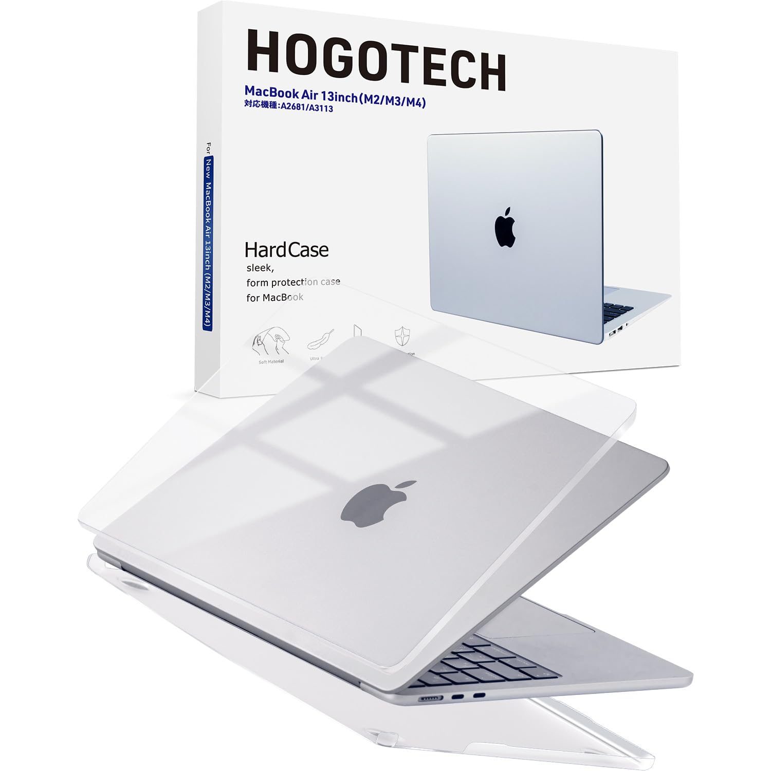 HOGOTECH ケース【MacBook Air 13インチ M4 M3 M2用】2025 2024 2022 カバー クリアカバー A3240 A3113 A2681