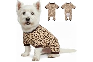 LUBOT 2026 New Cotton Dog Pajamas for Small & Medium Dogs - Soft Pet Onesie, Comfy Puppy Coat with Various Prints, Cute Pet Apparel for Dogs Leopard Print Large
