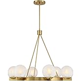 Savoy House 1-1014-6-322 Darien Contemporary Ice Glass Chandelier, 6-Light 360 Total Watts, 25" H x 32" W, Warm Brass