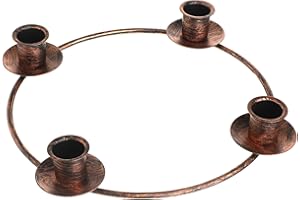 Chengu 1 Pcs Christmas Advent Candle Holder Xmas Metal Advent Wreath Candle Holder Metal Taper 4 Candles Stand for Table Wreath Candelabra Holiday Decor (Bronze)