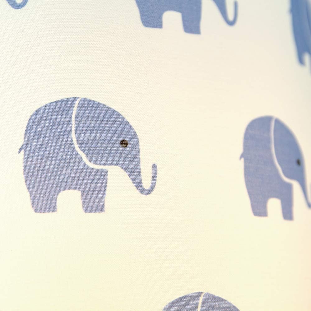 Blue Elephants Children's/Kids White Cotton Fabric Bedroom Lamp or Pendant Shade, 25cm (W) x 18cm (H) - Image 5