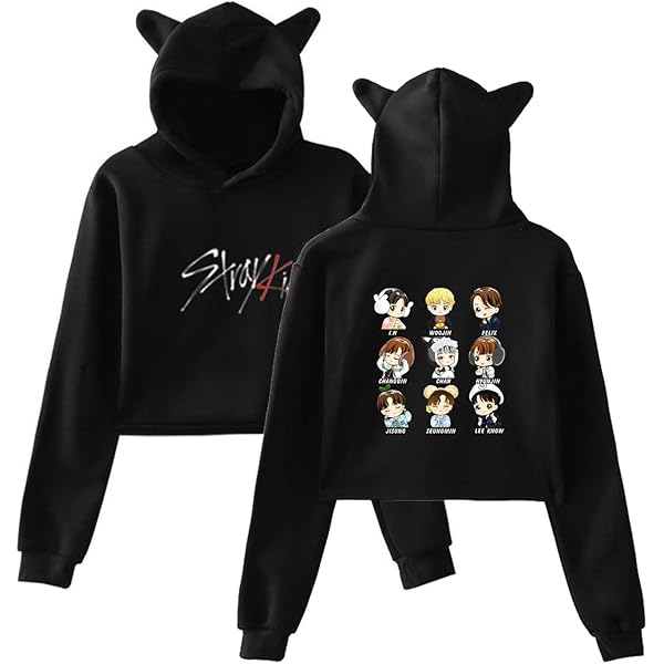 StrayKidsパーカー黒 M　1STアルバム INトレーナー 写真 スキズ Amazon.com: Outofgas SKZ Hoodie Felix Jisung Minho Bangchan Cat