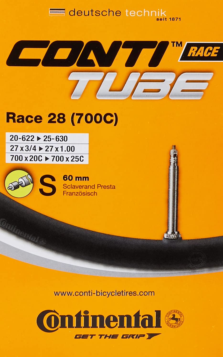 Continental Race 28 700 x 20-25c Road Bike Inner Tubes - 60mm Presta Valve (Pack of 3) - with FREE Ano Adapters