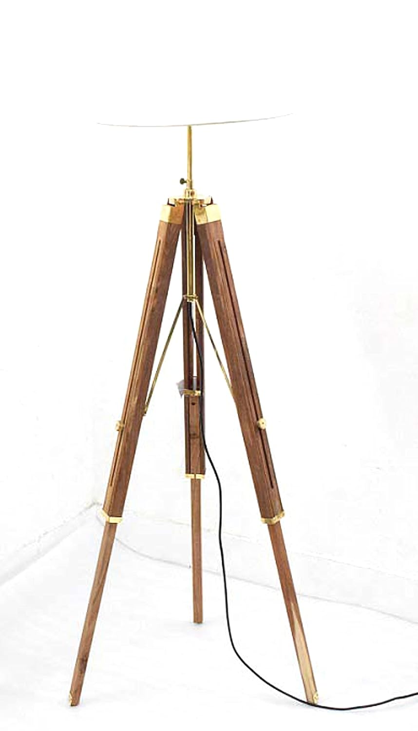 Floor Lamp with Shade Wooden Handmade Working Tripod Lamp Stand: Amazon ...
