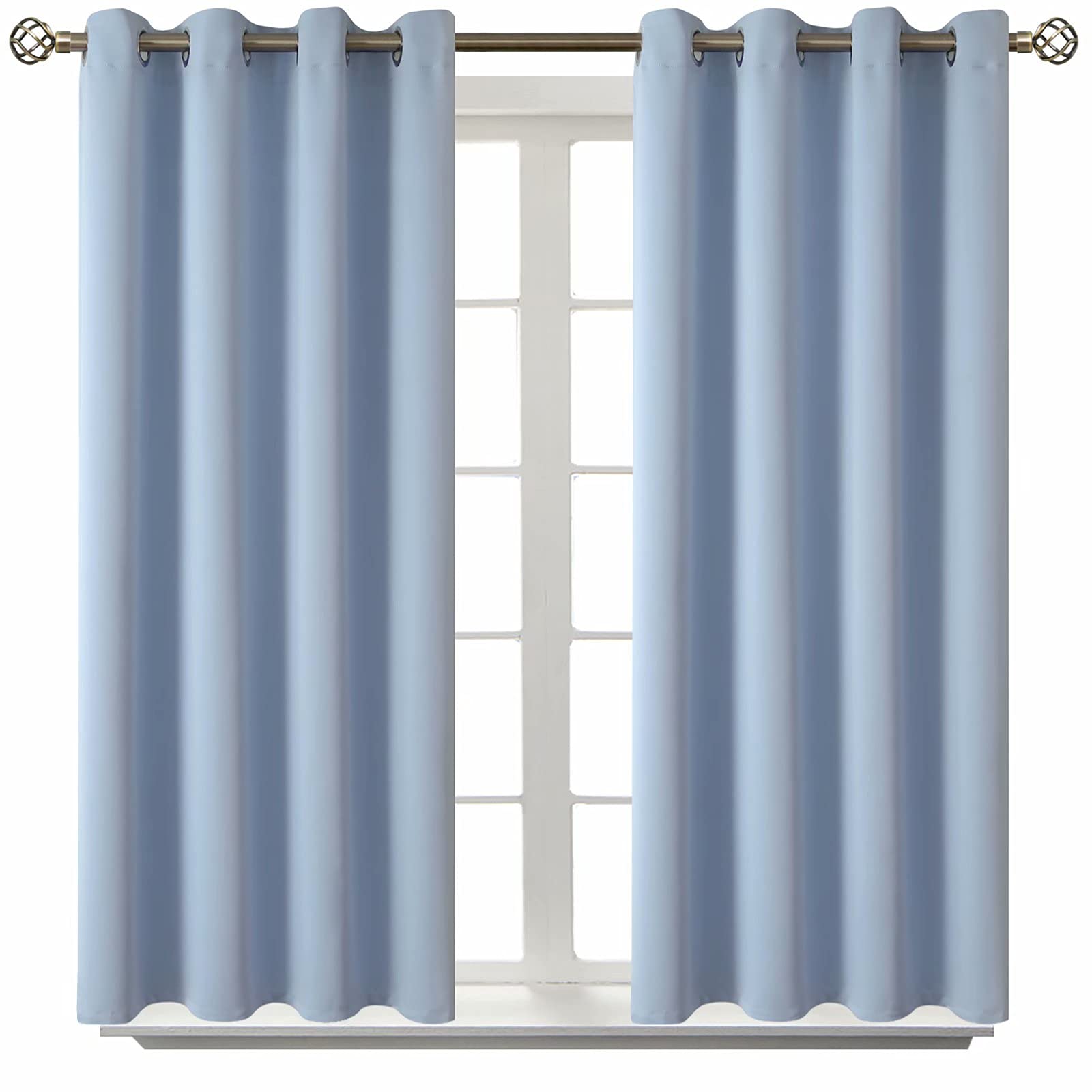 BGment Blackout Curtains for Living Room - Grommet Thermal Insulated Room Darkening Curtains for Bedroom, 2 Panels of 52 x 45 Inch, Spa Blue — image 1