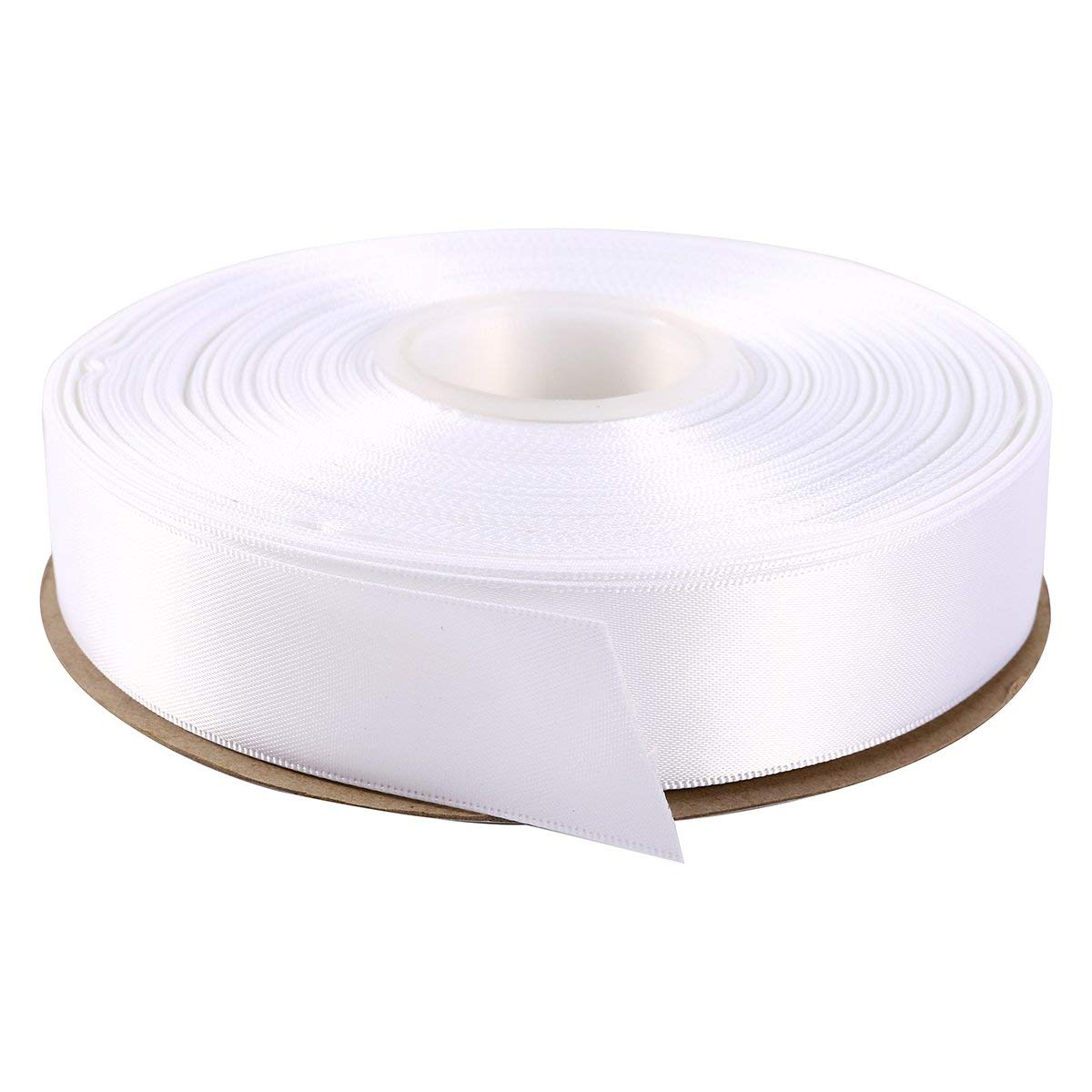ITIsparkle 25mm Width (1") Double Faced Satin Ribbon 45 Meters (Full Reel) Crafts Gift Wrap Floristry - White Ribbon โ image 1