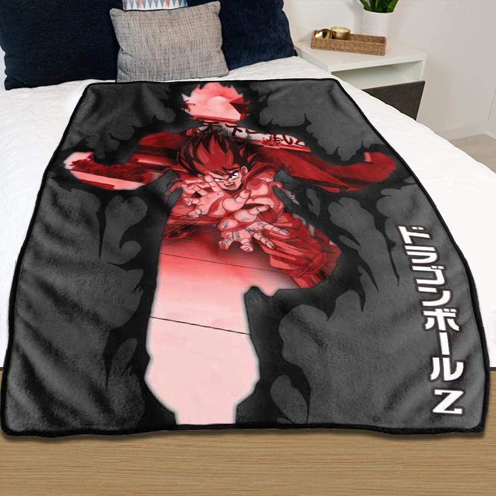 Buy Dragon Ball Z Goku Blanket [RED and Black, 46"x60"] DBS, DBZ Plush