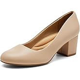 DREAM PAIRS Women's Pumps Low Chunky Block Heel Dress Shoes Closed Round Toe Comfortable Heels