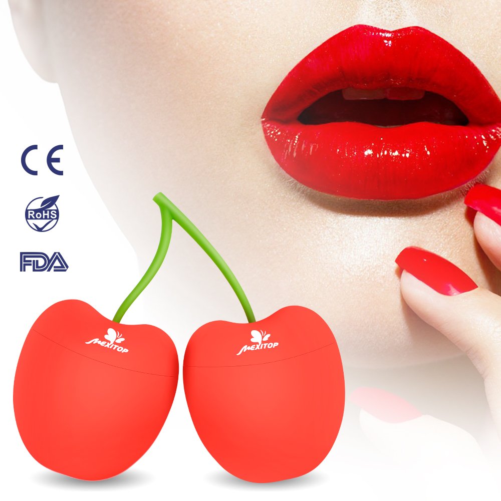 Lip Plumper Device - MEXITOP Sexy Full Lip Plumping Enhancer, Portable Cute Cherry Design, Quick Lip Pump Enhancement for Hot Beauty Lip, Great Gift for Female and Friends, Oval & Round Included