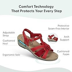 Orthofeet Women's Orthopedic Red Hope Sandals, Size 7