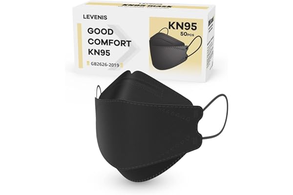 LEVENIS KN95 Face Masks 50 Pack, Breathable Comfortable and Disposable KN95 Mask, Black