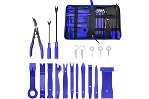 Suvnie 19PCS Trim Removal Tool Set, Car Panel Door Audio Trim Removal Tool Kit, Plastic Pry Tool Kit for Car Panel Dash Door Audio with Storage Bag, Universal Car Accessories (Blue)