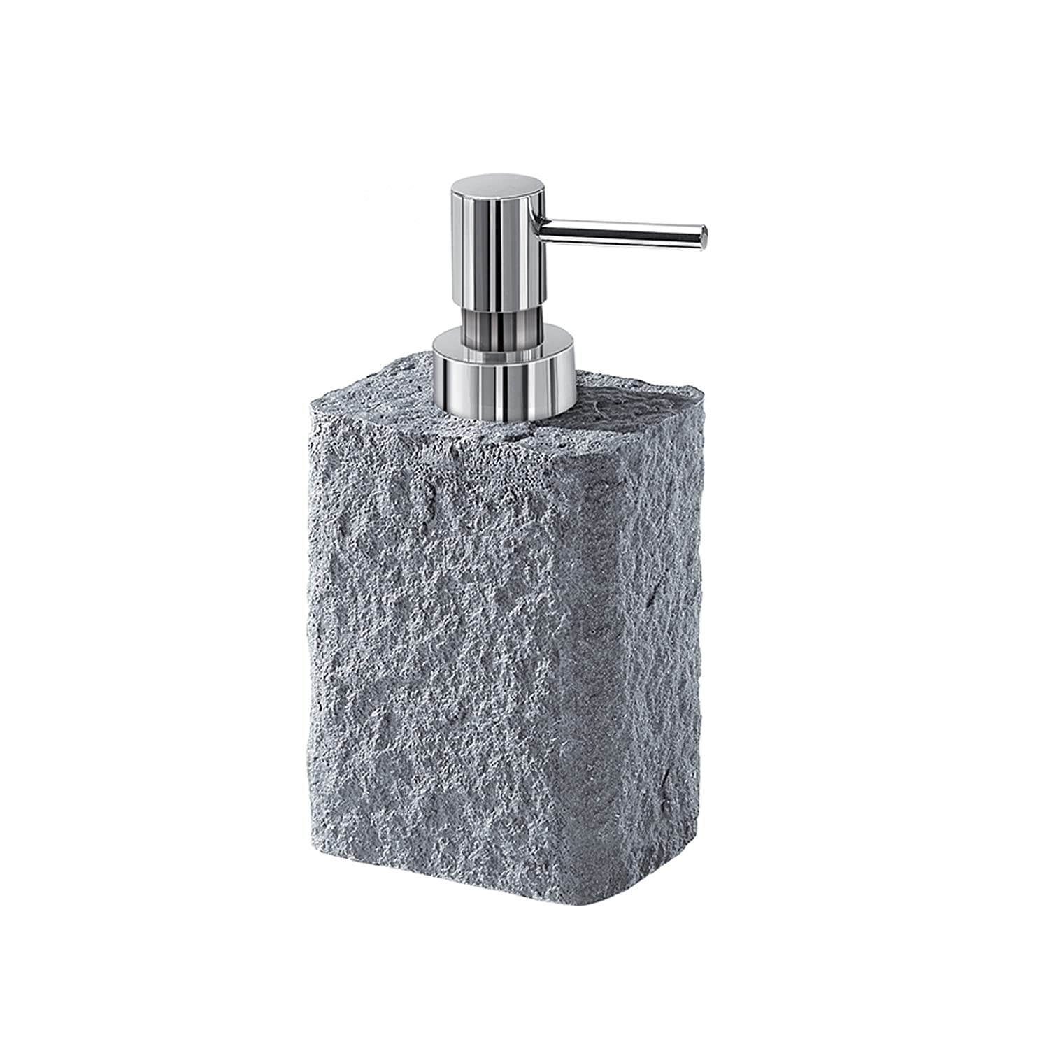 Gedy G-Canton Grey Bathroom, Dimensions and Weight: 16.8 x 9 x 6.4 cm & 0.65 kg, Capacity 360 ml, Resin and Sand Bath Soap Dispenser, Anthracite Finish, R&S Design, 2 Year Warranty, Unica