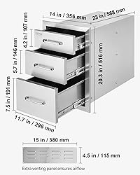 VEVOR 14x20.3 Inch Outdoor Kitchen Drawers