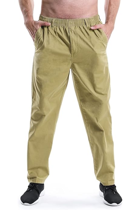 Men's Lightweight Casual Pants Elastic Waist Pull On Work Travel, Teen Boys  Husky Pants Yellow Tag 8XL - US 46 at Amazon Men's Clothing store
