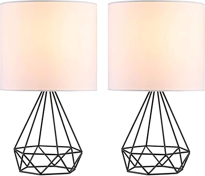 Co Z Modern Table Lamps Set Of 2 Pack Desk Lamps With Hollowed Geometric Wire Cage
