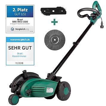 BRAST Rasenkantenschneider 1200Watt einstellbare Kantenführung elektrischer Rasentrimmer Elektro Grasschneider Rasenmäher