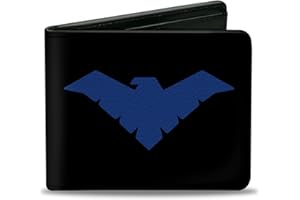 Buckle-Down unisex adults Buckle-down Pu Bifold - Nightwing Logo Black/Blue Bi Fold Wallet, Multicolor, 4.0 x 3.5 US