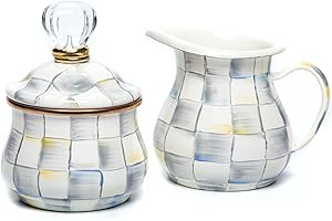MacKenzie-Childs Sterling Check Enamel Creamer & Sugar Set