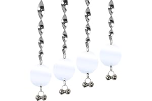 Bird Scare Rods, Silver Hanging Plastic Bird Deterrent Device with 6 Reflective Discs + 6 Scare Rods Set, Wind-Driven Rotatin