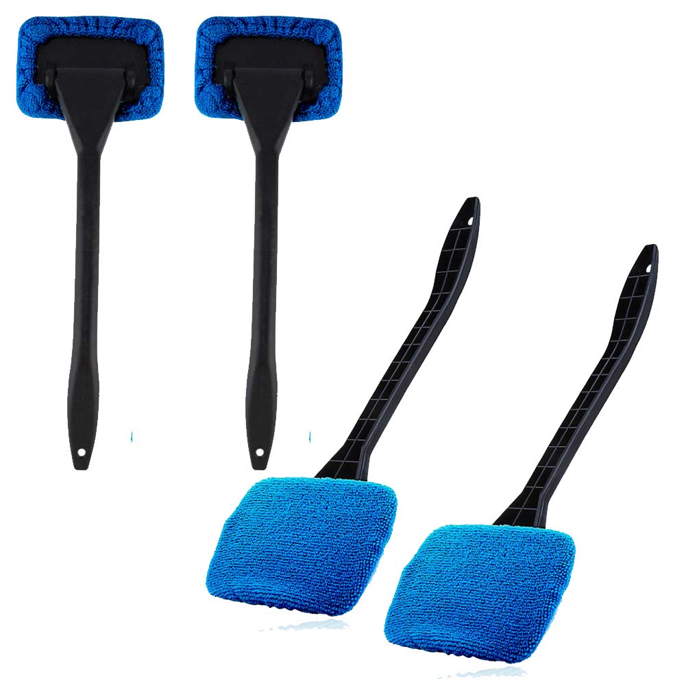 XYDZ Windscreen Cleaning Tool, 4PCS Car Windshield Cleaner Brush Auto Window Glass Cleaning Brush Tools with Long Handle (Blue)