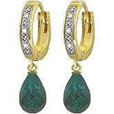Galaxy Gold GG 14k Yellow Gold Hoop Earrings with Diamonds and Emeralds