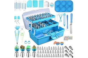 ART KITCHENWARE Cake Decorating Tools Kits 236Pcs Icing Piping Nozzle Tips Set with 3-layer Tool Box Cake Spatula Scraper Pas